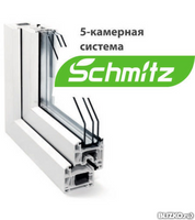 Окно пятикамерное Schmitz Lux 1300*1400 двухстворчатое