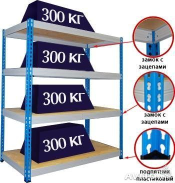 Стеллаж металлический складской МКФ до 300 кг