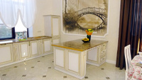 Стол для гостиной класса Люкс, цвет Белый с золотой патиной