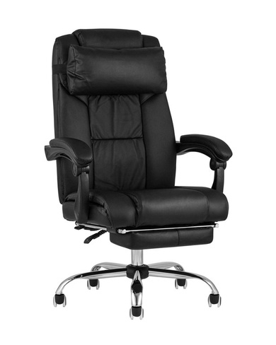 Кресло руководителя TopChairs Royal черное Компьютерное кресло TopChairs Royal офисное черное в обивке из экокожи, механ