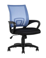 Кресло офисное TopChairs Simple голубое Компьютерное кресло TopChairs Simple офисное голубое в обивке из текстиля с сетк