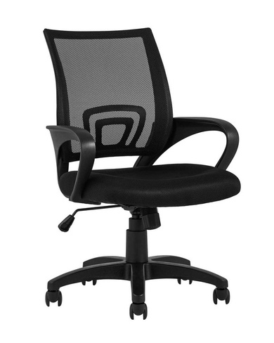 Кресло офисное TopChairs Simple черное Компьютерное кресло TopChairs Simple офисное черное в обивке из текстиля с сеткой