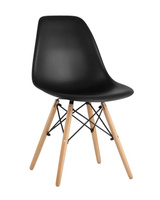 Стул Eames Style DSW черный x4 Комплект из четырех стульев Stool Group Eames DSW черный пластиковый, сталь, натуральный