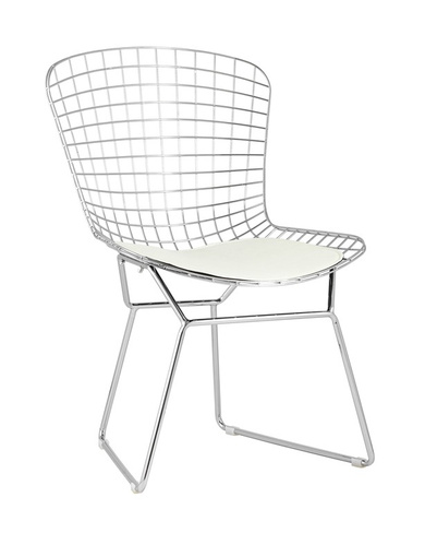 Стул обеденный Bertoia хромированный с белой подушкой Stool Group обеденный Bertoia хромированный металл с белой подушко