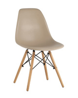 Стул Eames DSW бежевый x4 Комплект из четырех стульев Stool Group DSW бежево-серый пластик каркас из металла ножки натур