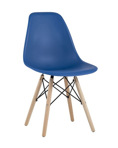 Стул Eames Style DSW синий x4 Комплект из четырех стульев Stool Group Eames DSW синий пластиковый, сталь, натуральный ма