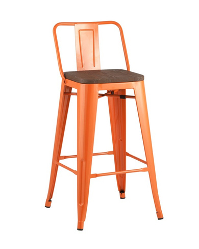 Стул полубарный TOLIX WOOD со спинкой оранжевый глянцевый Полубарный стул S