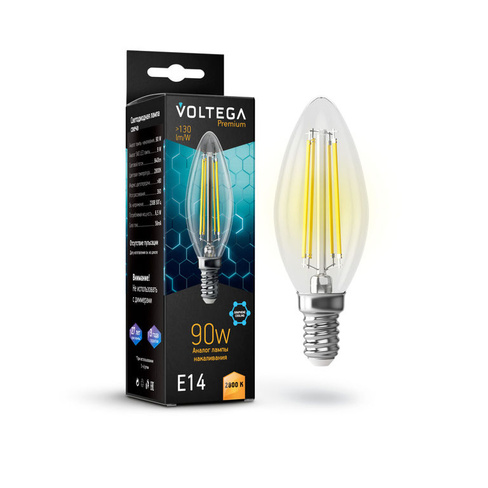 Лампа Voltega VG10-C35E14warm9W-F Crystal 9W Graphene E14 Стекло Прозрачн.