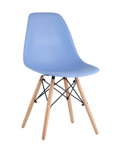 Стул Eames DSW голубой x4 Комплект из четырех стульев Stool Group DSW голубой пластик каркас из металла ножки натуральны