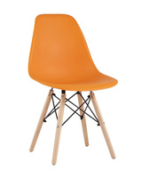 Стул Eames Style DSW оранжевый Stool Group SIMPLE DSW оранжевый, литой полипропилен, стальной каркас, натуральный массив