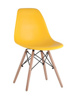 Стул Eames DSW желтый x4 Комплект из четырех стульев Stool Group DSW желтый пластик каркас из металла ножки натуральный