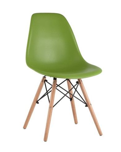 Стул Eames DSW зеленый x4 Комплект из четырех стульев Stool Group DSW зеленый пластик каркас из металла ножки натуральны