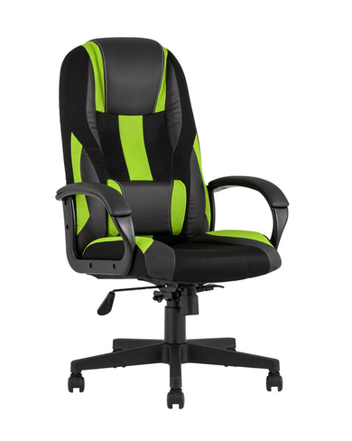 Кресло игровое TopChairs ST-CYBER 9 черный/зеленый Геймерское кресло TopChairs ST-CYBER 9 GREEN ткань/экокожа черный/зел