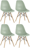 Стул Eames DSW серо-зеленый x4 Комплект из четырех стульев Stool Group DSW серо-зеленый пластик каркас из металла ножки