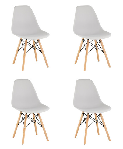 Стул Eames Style DSW светло-серый x4 Комплект из четырех стульев Stool Group Eames Style DSW светло-серый, литой полипро