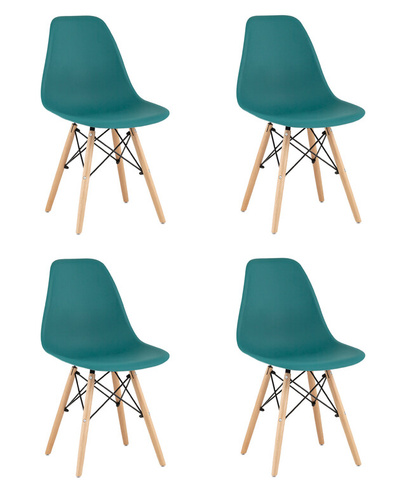 Стул Eames Style DSW темно-бирюзовый x4 Комплект из четырех стульев Stool Group Eames Style DSW темно-бирюзовый, литой п
