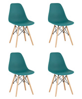Стул Eames Style DSW темно-бирюзовый x4 Комплект из четырех стульев Stool Group Eames Style DSW темно-бирюзовый, литой п