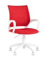 Кресло офисное Topchairs ST-BASIC-W спинка белая сетка сиденье красная ткань крестовина белый пластик Stool Group