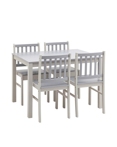 Обеденная группа ASTRID белый/серый Stool Group ASTRID белый/серый из стола и четырех стульев деревянные, ножки стола и
