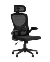 Кресло офисное TopChairs Airone черный Компьютерное кресло TopChairs Airone офисное черное, обивка из сетки и текстиля,