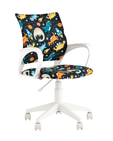 Кресло детское Бюрократ BUROKIDS 1 W мультиколор космозавры крестовина пластик белый Компьютерное кресло