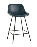 Стул полубарный Деймон экокожа тёмно-синий Полубарный стул Stool Group Деймон обивка из экокожи темно-синяя, ножки метал