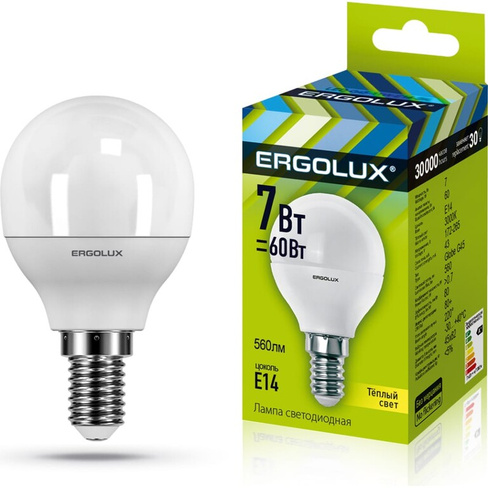 Светодиодная лампа Ergolux Шар LED-G45-7W-E14-3K