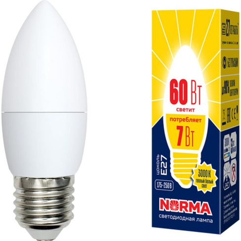 Светодиодная лампа Volpe LED-C37-7W/WW/E27/FR/NR