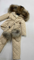 Детский зимний костюм до -30 градусов с большим натуральным мехом - рюкзак с бубонами