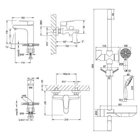 Комплект смесителей Lemark Point LM0380C "3 в 1""