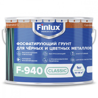 Finlux F-940 быстросохнущий фосфатирующий грунт по металлу 20 кг 20 кг; Зеленый