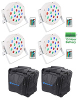 (4) Rockville BATTERY PAR 50 Белый перезаряжаемый светодиодный прожектор DMX DJ + сумки (4) BATTERY PAR 50 WHITE+(2) RLB