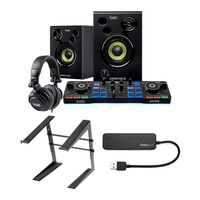 Стартовый комплект Hercules DJ с контроллером Serato DJ Lite и DJMonitor 32 активных динамика с наушниками, подставкой д