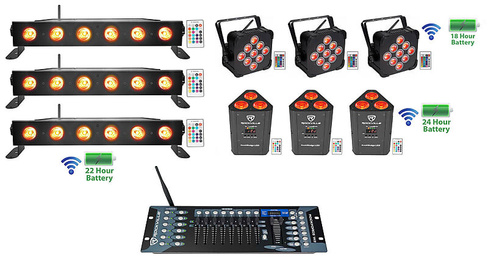 Комплект 3 Rockville Best PAR + Best STRIP + RockWedge Wireless DMX Battery Lights + Контроллер 3 Best PAR + 3 RockWedge