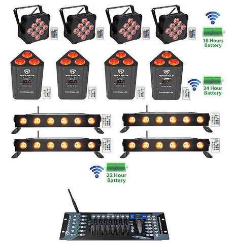 Комплект 4 Rockville Best PAR + Best STRIP + RockWedge Wireless DMX Battery Lights + Контроллер Best PAR + RockWedge + B