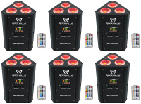 Комплект 6 Rockville RF WEDGE BLACK RGBWA + UV Battery Wireless DMX DJ Up Lights + RF Remotes RF WEDGE BLACK