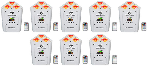 Комплект 8 Rockville RF WEDGE WHITE RGBWA + UV Battery Wireless DMX DJ Up Lights + RF Remotes 8 RF WEDGE WHITE
