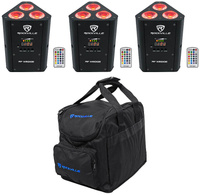 Комплект 3 Rockville RF WEDGE BLACK RGBWA + UV Battery Wireless DMX Up Lights + пульты дистанционного управления + сумка
