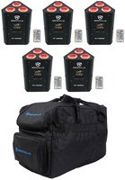 Комплект 5 Rockville RF WEDGE BLACK RGBWA + UV Battery Wireless DMX Up Lights + пульты дистанционного управления + сумка