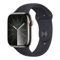 Умные часы Apple Watch Series 9 (GPS+Cellular), 45 мм, Graphite Stainless Steel Case/Midnight Sport Band - S/M