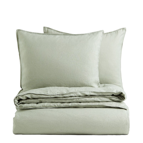 Комплект двуспального постельного белья H&M Home Linen, зеленый шалфей