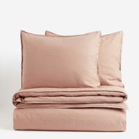 Комплект двуспального постельного белья из смесового льна H&M Home King, бежевый