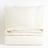 Комплект двуспального постельного белья из смесового льна H&M Home King, белый