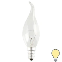 Лампа накаливания Bellight E14 230 В 60 Вт свеча на ветру прозрачная 3 м2 свет тёплый белый BELLIGHT