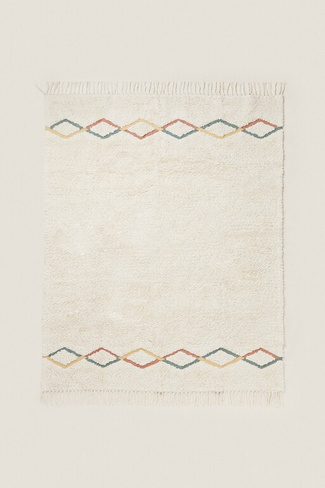 Хлопковый коврик с алмазным дизайном Zara, светло-бежевый