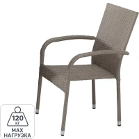 Кресло садовое 560x940x640 мм, металл/полиротанг, цвет бежевый Без бренда None