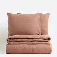 Комплект двуспального постельного белья H&M Home Muslin King, светло-коричневый