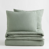 Комплект двуспального постельного белья H&M Home Muslin King, светло-зеленый
