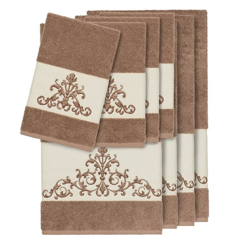 Linum Home Textiles Набор из 8 банных полотенец с украшением Scarlet
