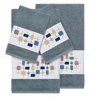 Linum Home Textiles Набор из 4 полотенец из турецкого хлопка с украшением Khloe, голубой